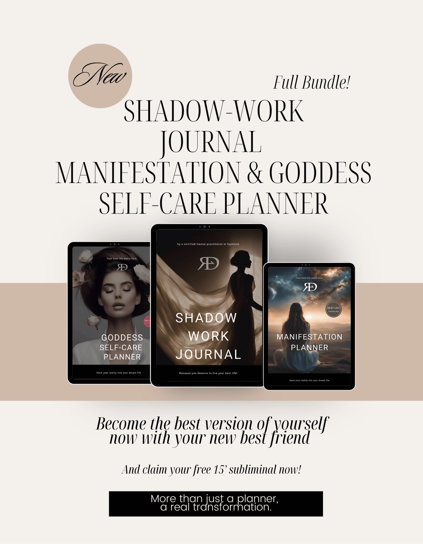 Self Care + Shadow Work + E-Book + FREE Manifestation Planner ! Your FULL best life right now